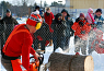 Log cutting activity during Snowman Mania